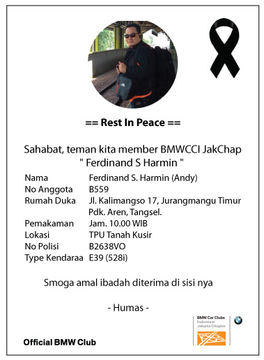 Berita Duka Cita Member BMWCCI Jakarta Chapter 